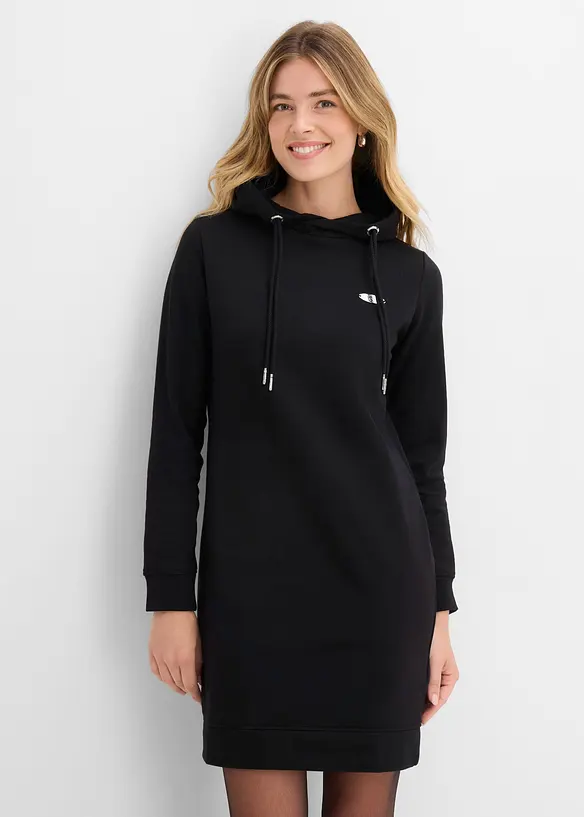Sweatkleid mit Kapuze in schwarz von vorne (Totalaufnahme) - bonprix Sweatkleid mit Kapuze in schwarz von vorne (Totalaufnahme) - bonprix