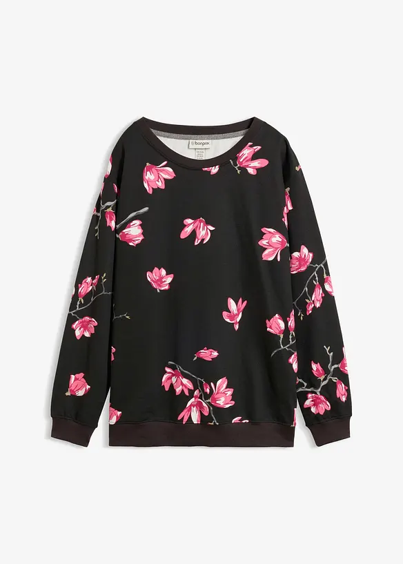 Sweatshirt aus reiner Baumwolle, locker geschnitten in schwarz von vorne - bonprix Sweatshirt aus reiner Baumwolle, locker geschnitten in schwarz von vorne - bonprix
