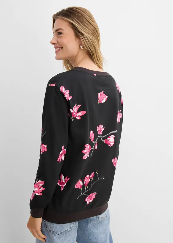 Sweatshirt aus reiner Baumwolle, locker geschnitten in schwarz von hinten (im Anschnitt) - bonprix Sweatshirt aus reiner Baumwolle, locker geschnitten in schwarz von hinten (im Anschnitt) - bonprix