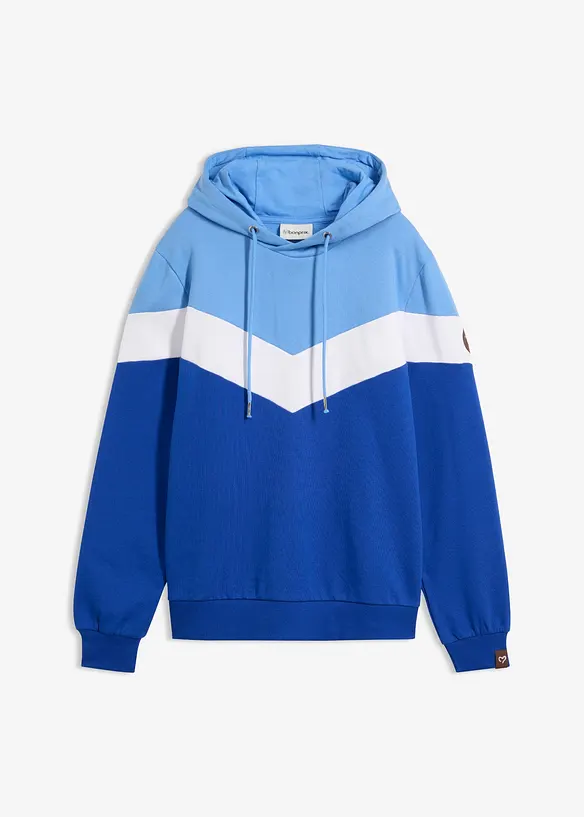 Kapuzensweatshirt in Baumwoll-Mix in blau von vorne - bonprix
