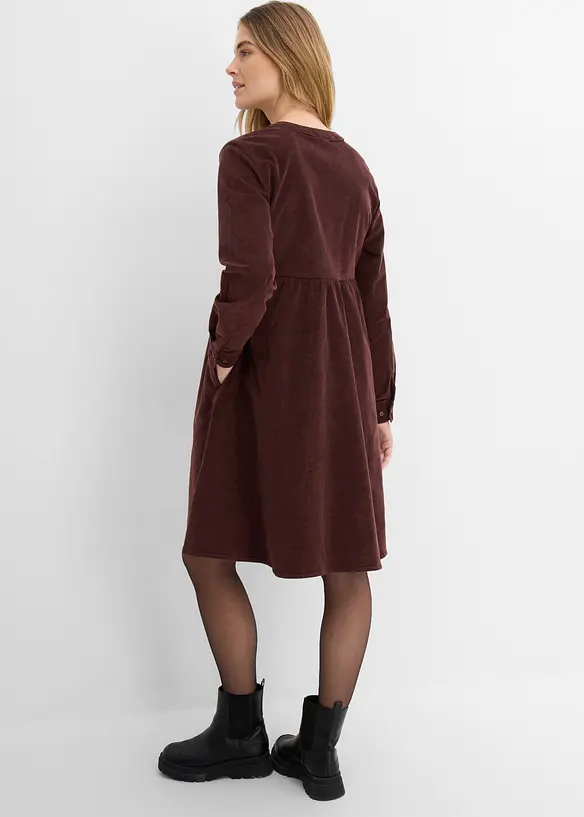 Cord-Kleid aus elastischem Baumwoll-Mix in braun von hinten (Totalaufnahme) - bonprix