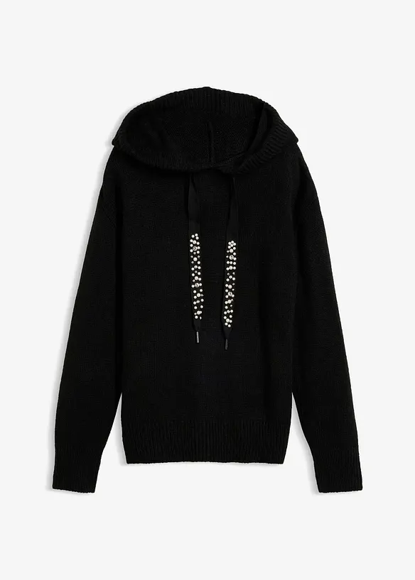 Oversize-Pullover in schwarz von vorne - bonprix