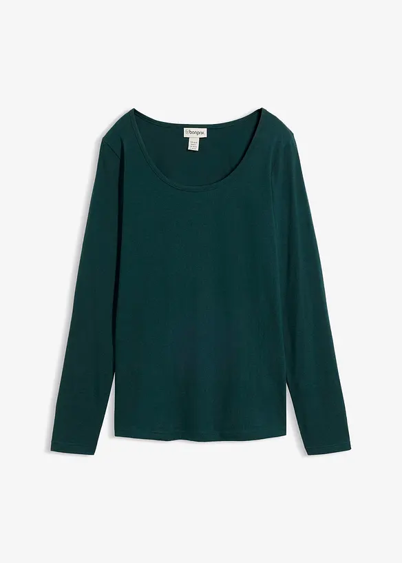Langarmshirt in petrol von vorne - bonprix