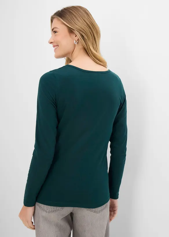 Langarmshirt in petrol von hinten (im Anschnitt) - bonprix