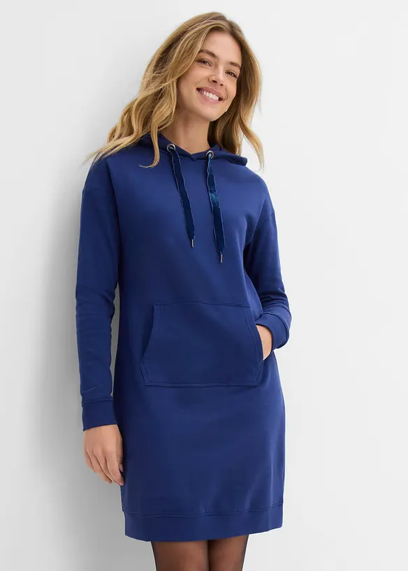 Mini-Sweatkleid in blau von vorne (Totalaufnahme) - bonprix