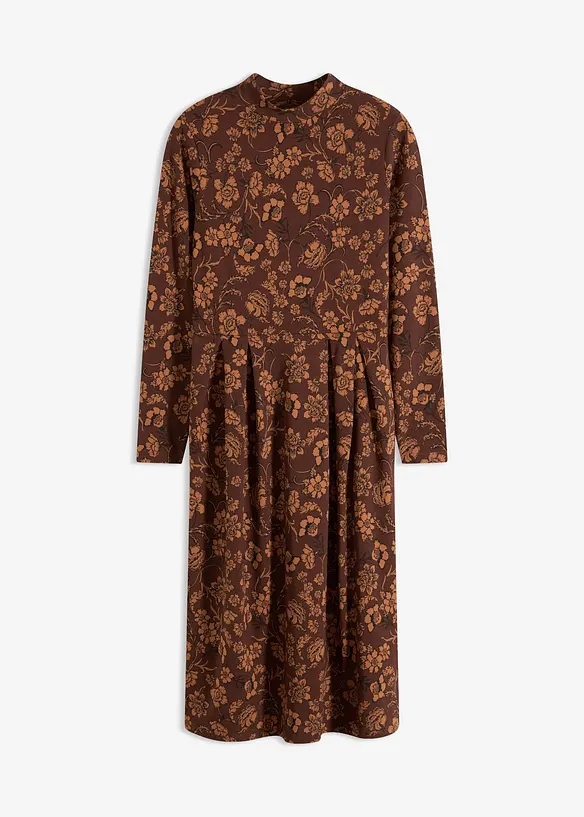 Jerseykleid mir Druck, langarm in braun von vorne - bonprix Jerseykleid mir Druck, langarm in braun von vorne - bonprix