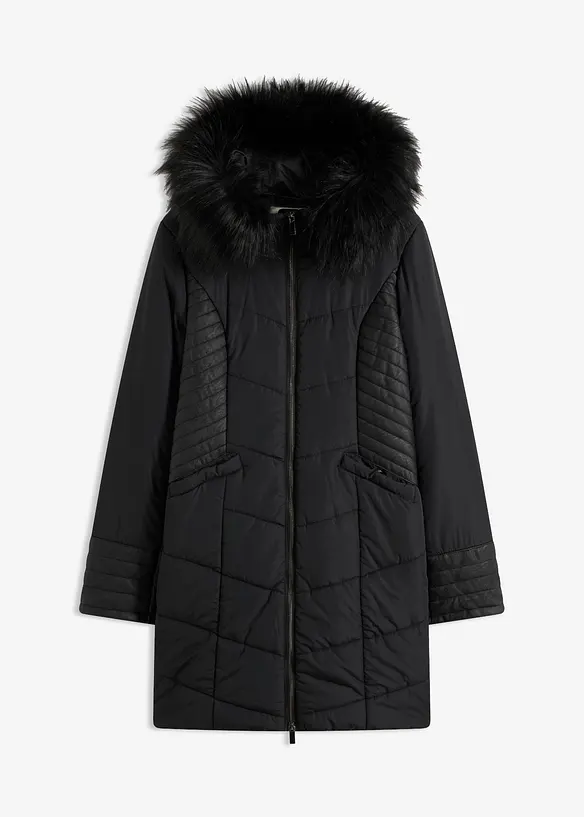 Steppmantel in schwarz von vorne - bonprix