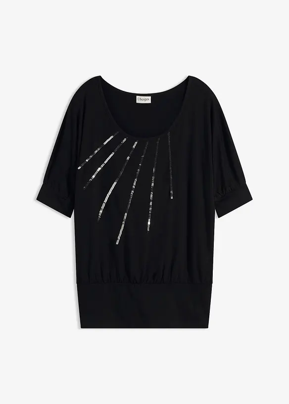 Shirt aus fließendem Viskose-Mix in schwarz von vorne - bonprix