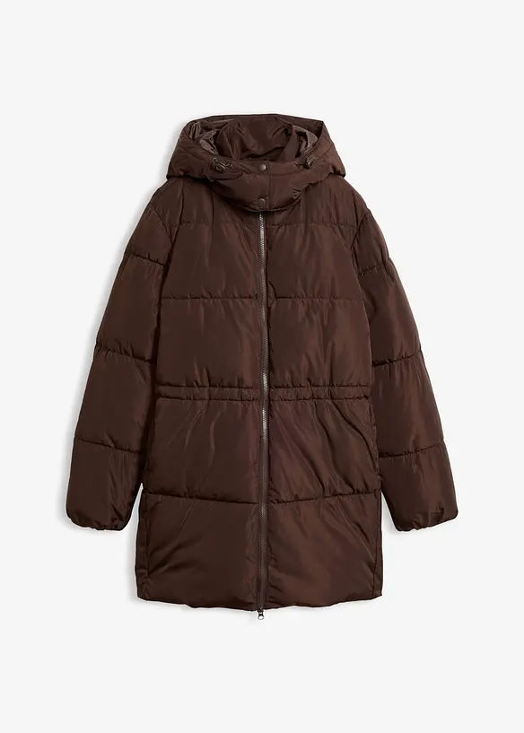 Puffer-Jacke mit abnehmbarer Kapuze in braun von vorne - bonprix
