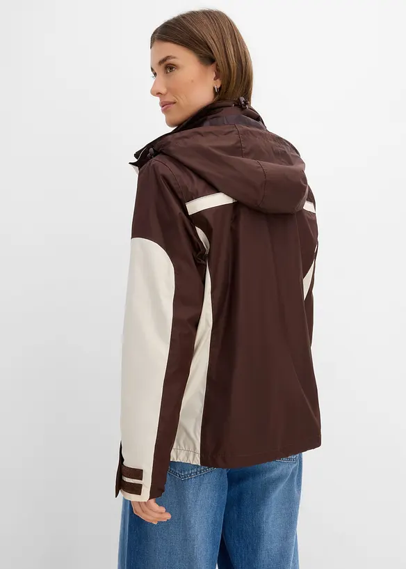 wasserdichte 3 in 1 Funktionsjacke in braun von hinten (im Anschnitt) - bonprix
