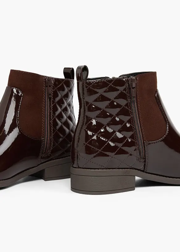 Stiefeletten in Lack-Optik in braun - bonprix