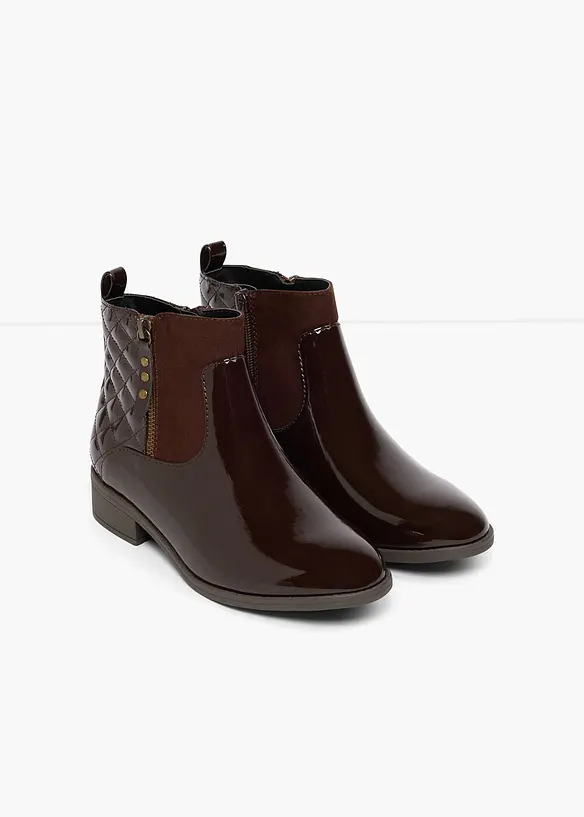 Stiefeletten in Lack-Optik in braun - bonprix