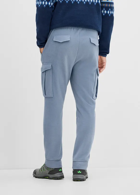 Fleece-Cargohose in Regular-Fit in blau von hinten - bonprix