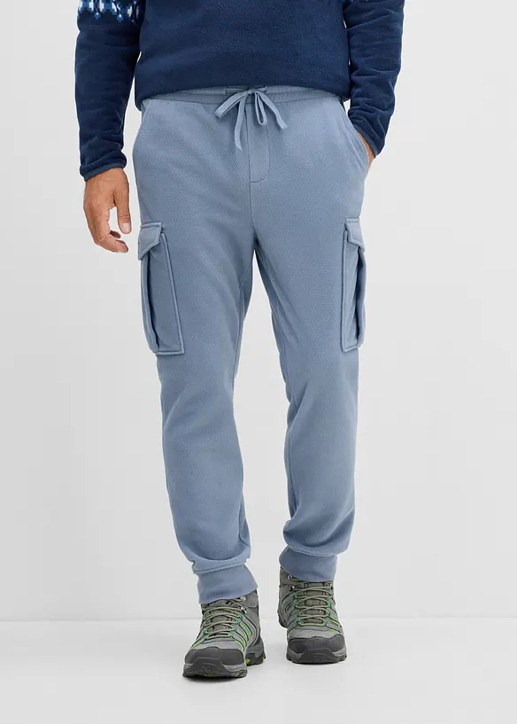 Fleece-Cargohose in Regular-Fit in blau von vorne - bonprix