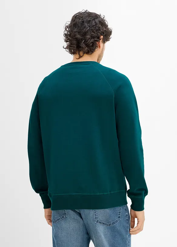 Sweatshirt aus weichem Baumwoll-Mix (2er Pack) in petrol von hinten (im Anschnitt) - bonprix