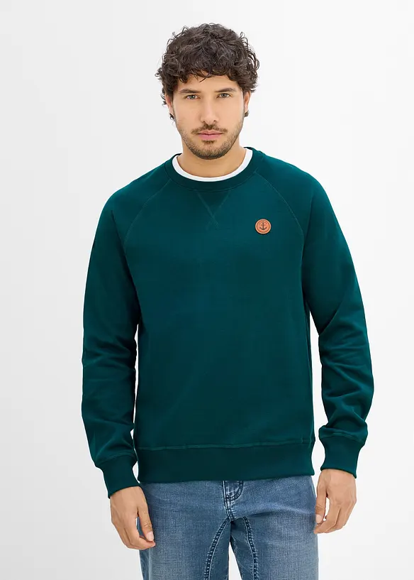 Sweatshirt aus weichem Baumwoll-Mix (2er Pack) in petrol von vorne (im Anschnitt) - bonprix