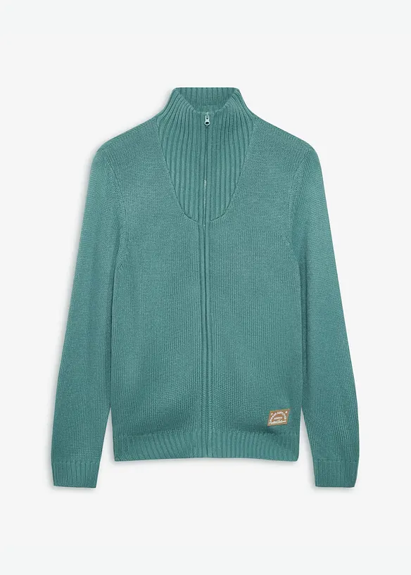 Grobstrickjacke mit Stehkragen in grün von vorne - bonprix