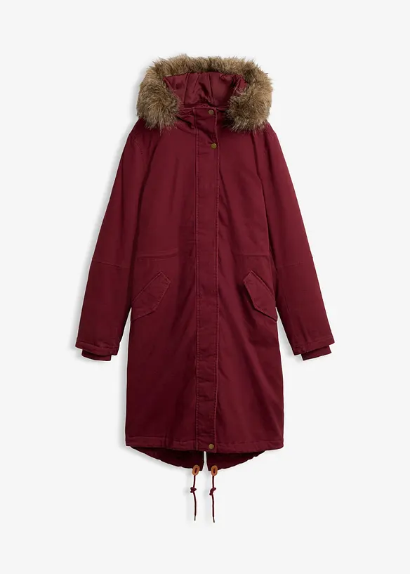 Wattierter Long-Parka in rot von vorne - bonprix