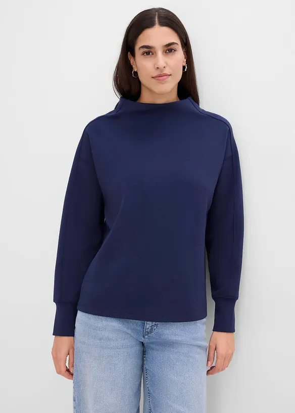 Oversize-Sweatshirt aus weichem Scuba in blau von vorne (im Anschnitt) - bonprix Oversize-Sweatshirt aus weichem Scuba in blau von vorne (im Anschnitt) - bonprix