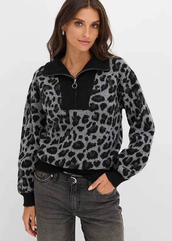 Oversized Troyer in schwarz von vorne (im Anschnitt) - bonprix Oversized Troyer in schwarz von vorne (im Anschnitt) - bonprix