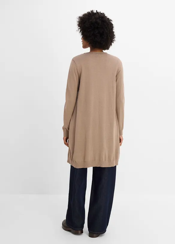 Longstrickjacke mit Rollkanten in braun von hinten (im Anschnitt) - bonprix Longstrickjacke mit Rollkanten in braun von hinten (im Anschnitt) - bonprix