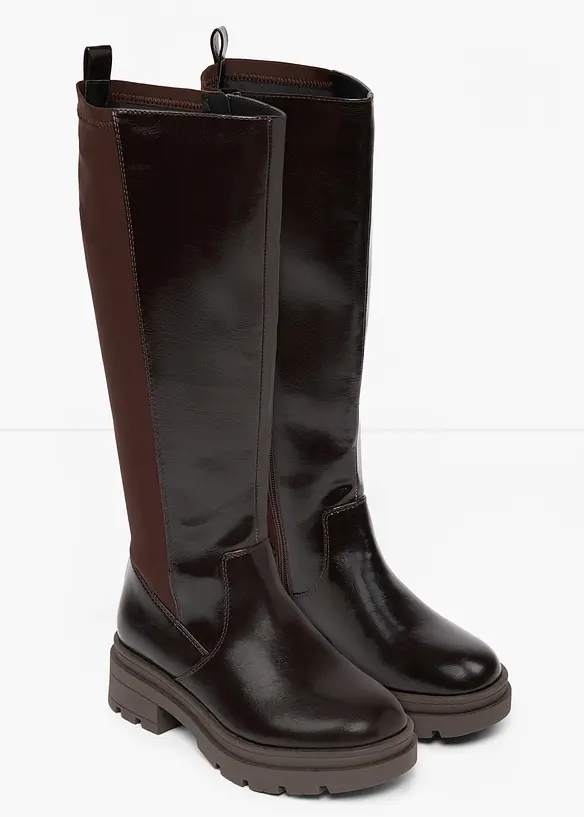 Stiefel mit Elastikeinsatz in braun - bonprix