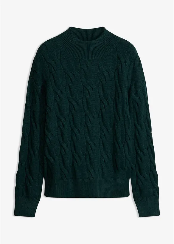 Oversize-Pullover aus softem Viskose-Mix in grün von vorne - bonprix
