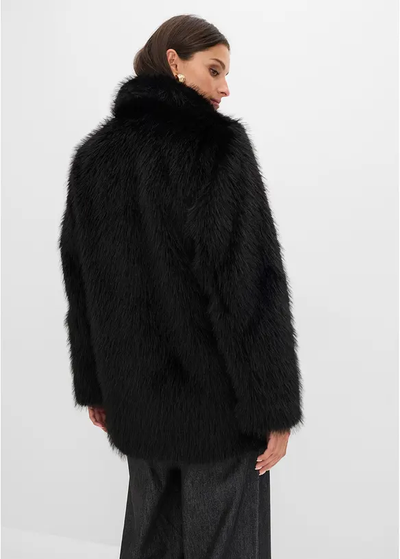 Oversized Fellimitat-Jacke in schwarz von hinten (im Anschnitt) - bonprix Oversized Fellimitat-Jacke in schwarz von hinten (im Anschnitt) - bonprix