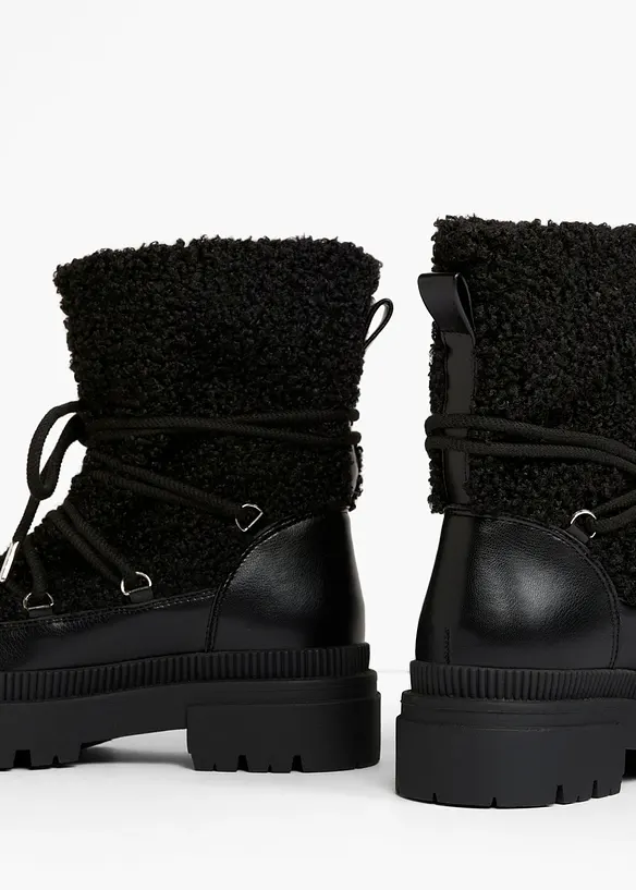 Gefütterte Schnürboots in schwarz - bonprix