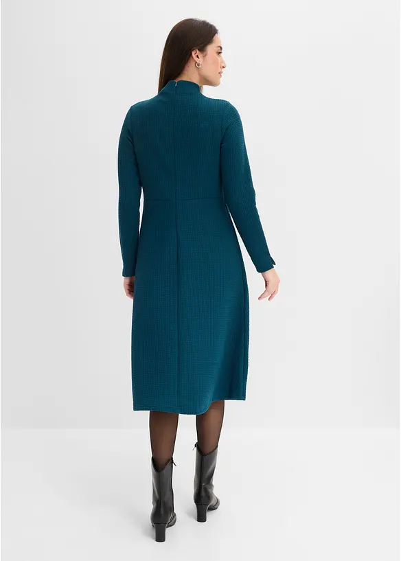 Midikleid in ausgestellter Form in petrol von hinten (Totalaufnahme) - bonprix