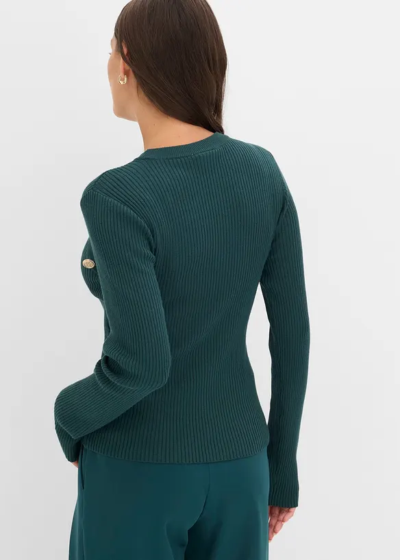 Feinstrickpullover aus Viskose-Mix in grün von hinten (im Anschnitt) - bonprix