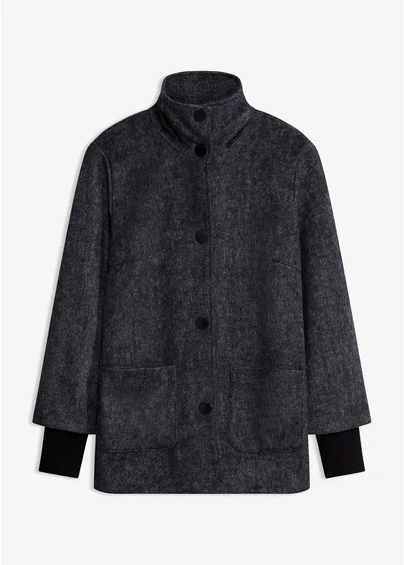 Jacke mit Stehkragen in schwarz von vorne - bonprix