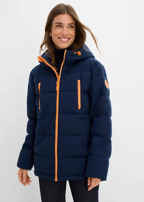 Wasserabweisende Stepp-Funktionsjacke in blau von vorne (im Anschnitt) - bonprix