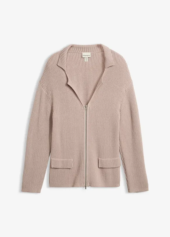 Strickjacke aus softem Viskose-Mix in grau von vorne - bonprix