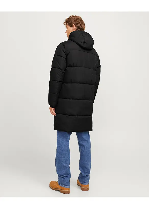 JJ REBEL Puffer-Mantel in schwarz von hinten (Totalaufnahme) - JJ REBEL
