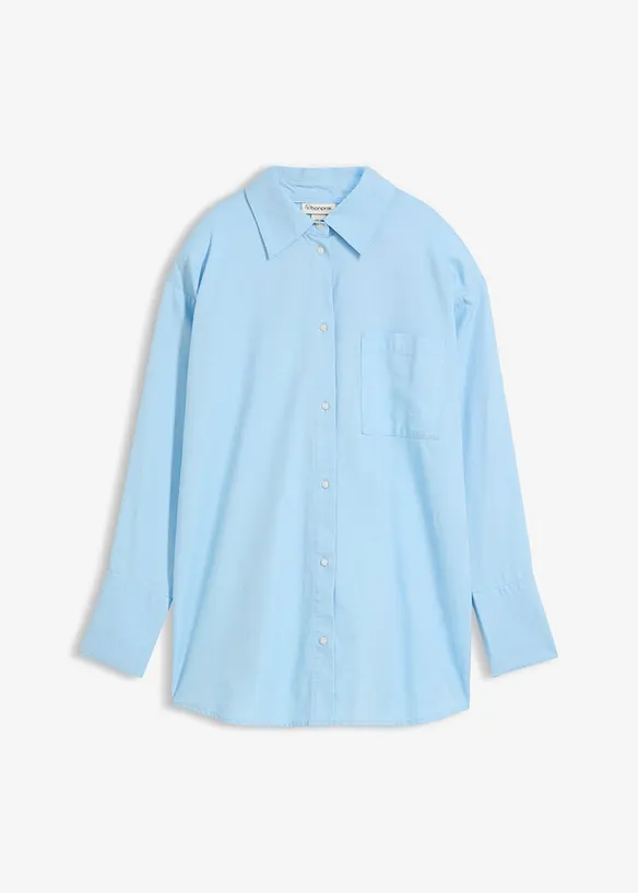 Oxford-Bluse aus reiner Bio-Baumwolle in blau von vorne - bonprix