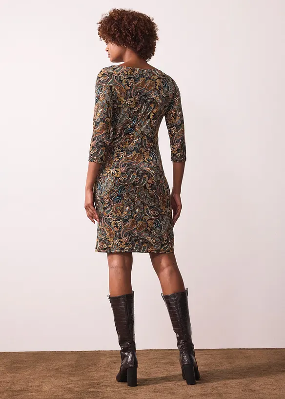 Shirtkleid mit Paisley-Druck in schwarz von hinten (Totalaufnahme) - bonprix Shirtkleid mit Paisley-Druck in schwarz von hinten (Totalaufnahme) - bonprix