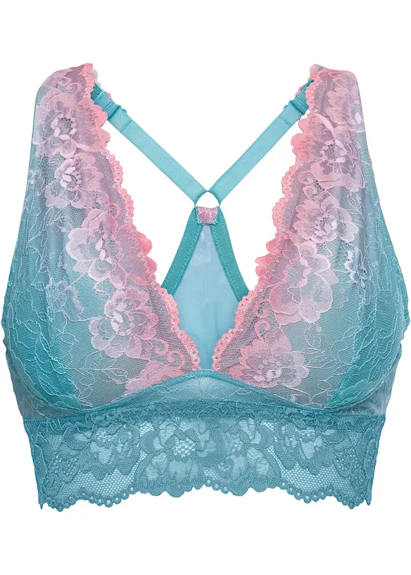 Bustier mit zarter Spitze im Farbverlauf in blau von vorne - bonprix