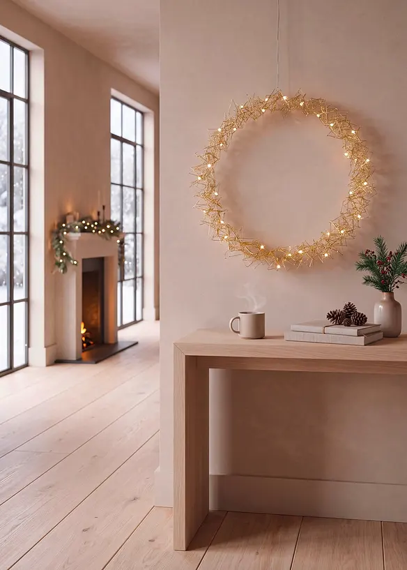 LED-Deko-Objekt Kranz in gold (Ambiente) - bonprix