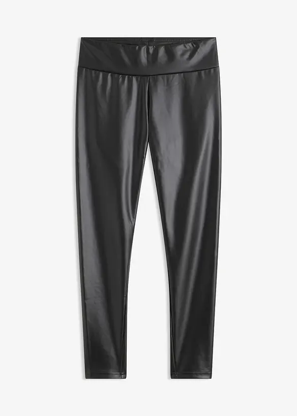 Lederimitat-Leggings mit Thermofunktion in schwarz von vorne - bonprix Lederimitat-Leggings mit Thermofunktion in schwarz von vorne - bonprix
