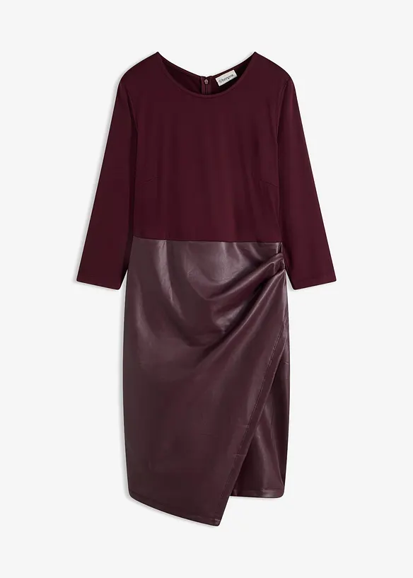Lederimitat-Kleid mit Jersey-Oberteil in rot von vorne - bonprix Lederimitat-Kleid mit Jersey-Oberteil in rot von vorne - bonprix