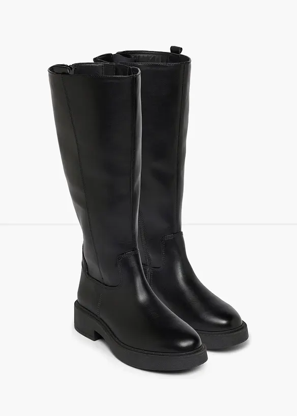 Weitschaftstiefel mit Reißverschluss in schwarz - bonprix