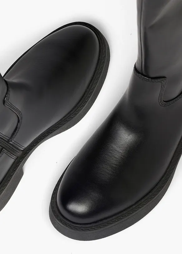 Weitschaftstiefel mit Reißverschluss in schwarz - bonprix