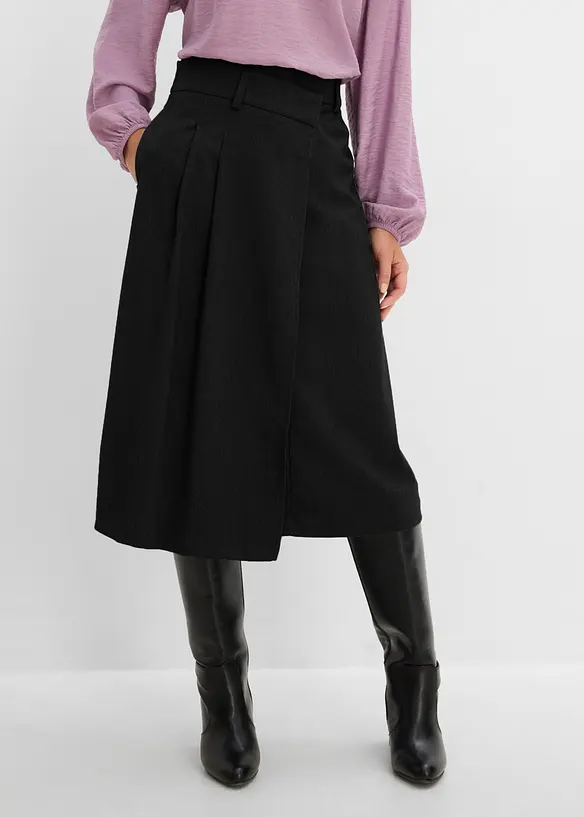 Midirock aus softem Viskose-Mix in schwarz von vorne - bonprix Midirock aus softem Viskose-Mix in schwarz von vorne - bonprix