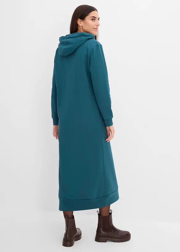 Sweatkleid mit Kapuze in petrol von hinten (Totalaufnahme) - bonprix Sweatkleid mit Kapuze in petrol von hinten (Totalaufnahme) - bonprix