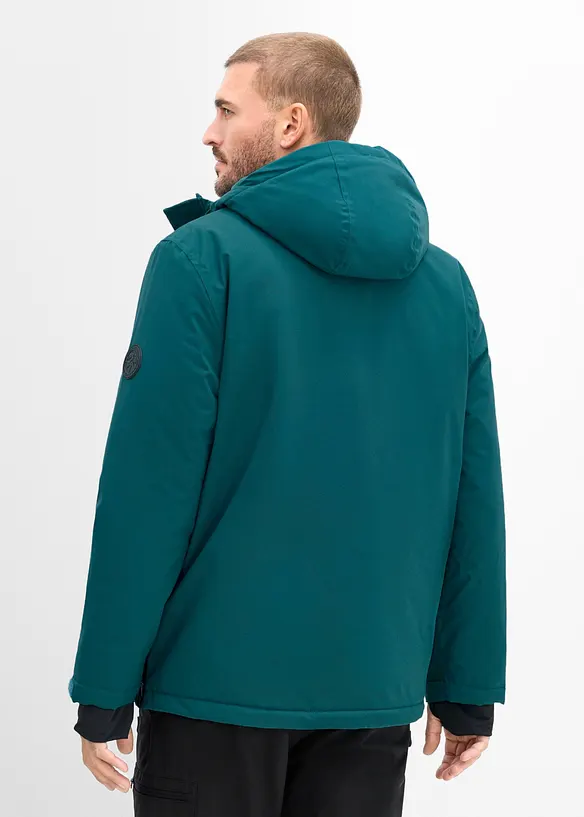 Wasserdichte Ski-Funktions-Schlupfjacke mit Fleece-Futter in petrol von hinten (im Anschnitt) - bonprix