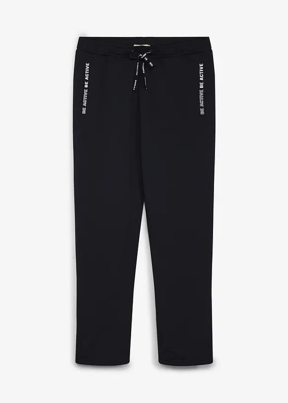 Thermo-Jogginghose mit Kuschelfleece in schwarz von vorne - bonprix