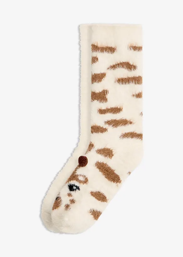 Kuschelsocken  (2er Pack) in weiß von vorne - bonprix