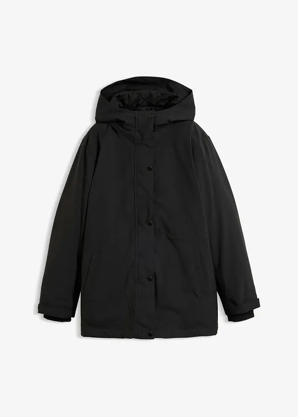 3 in 1 Wasserdichte Funktionsjacke mit herausnehmbarer Steppjacke in schwarz von vorne - bonprix
