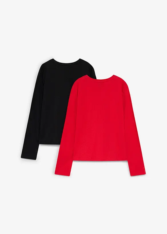 Langarmshirt mit Weihnachtsmotiven (2er Pack) in schwarz von hinten - bonprix